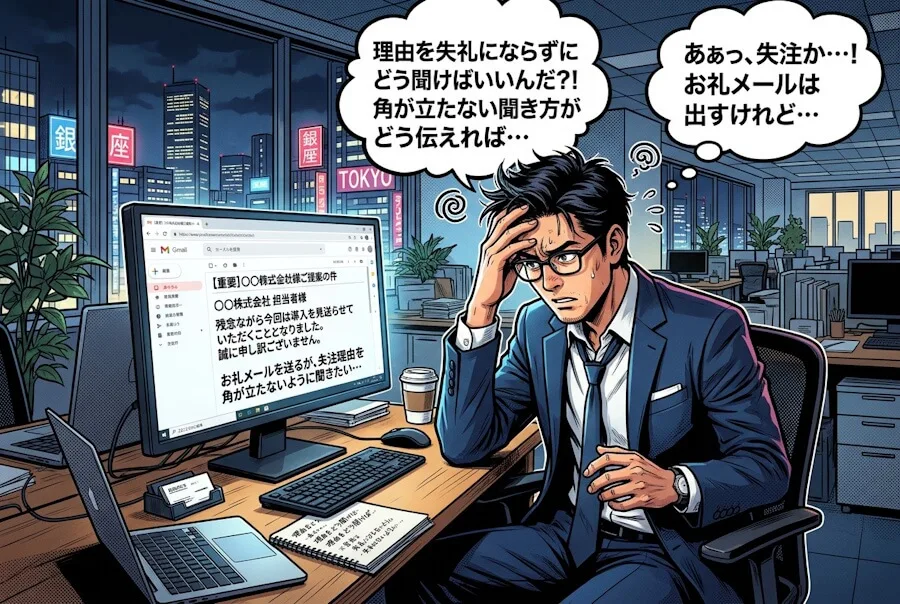 営業マンが失注理由を聞く方法は?お礼メール例文と角を立てない聞き出し方